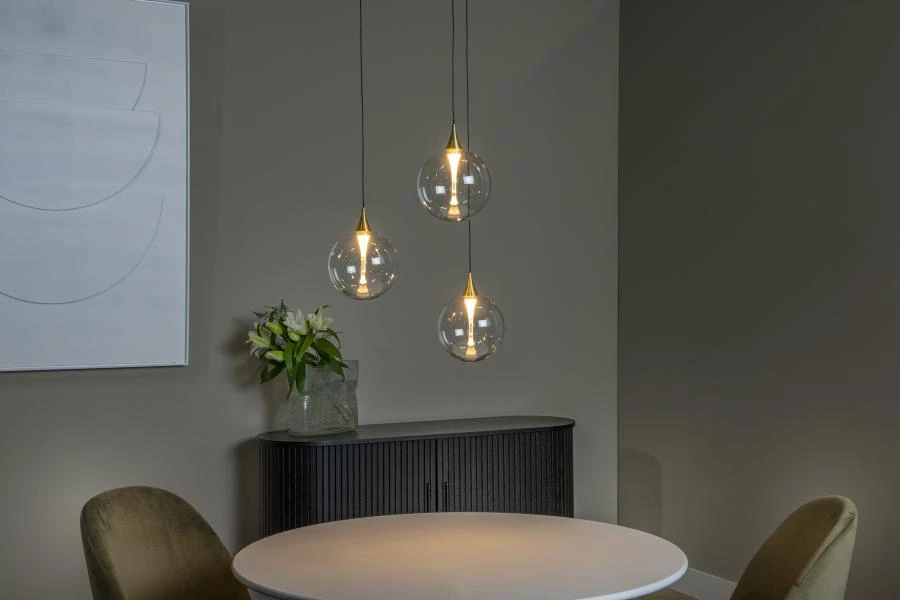Lucide Premium GISELA - Pendelleuchten - Ø 36 cm - LED Dim. - 3x4,3W 2700K - Transparent - Atmosphäre 2